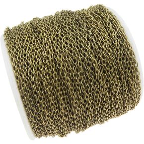 65 Feet Solid Brass Chains for Necklace Cable Chain Link 3x2x0.6mm Bronze Tone Jewelry Making Chains Accessories