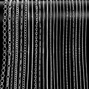 24 Pieces Various Styles Gold or Silver Plated DIY Chain Necklace for Jewelry Making Supplies and Craft (20 Inch, Silver) in Kuwait