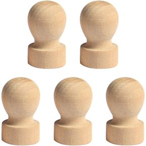 Healifty 5pcs 5cm Stamp Wooden Round Handle DIY Stamp Drawer pulls and knobs,Wooden knobs,Wood knobs for Scrapbooking Craft Card Diary