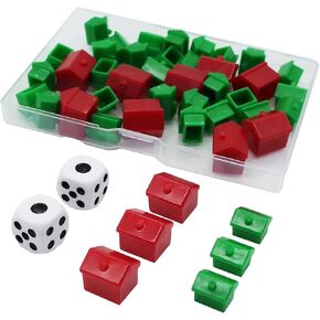 46 Pieces Game Replacement Pieces Games Hotels Houses and Dice, Game Set of Plastic in Kuwait