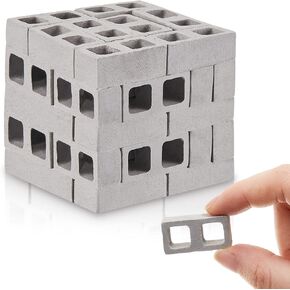 Deekin 24 Pcs Mini Cinder Blocks 1/12 Scale Mini Bricks Miniature Cinder Blocks Concrete Mini Cement Building Blocks for Mini Dollhouse Accessories DIY Construction Office Desk Toys Supplies (Gray)