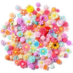 50 Pcs Mix Lot Resin Flatback Flower Charms Rose Daisy Sunflower Cabochons 3D Loose Beads Buttons Hair Embellishments Jewelry Making Slime Charms for Kid's Bow Phone Case Scrapbooking DIY Crafts in Kuwait