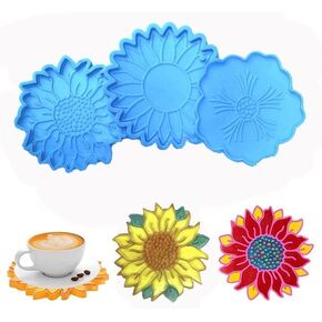 2 PCs Coaster Resin Mold JCEGZITL Mandala and Sunflower Coaster Molds Silicone Epoxy Casting Mold for Making Coaster Cups Mats DIY Art Craft in Kuwait