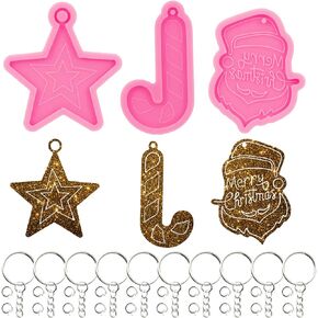 33Pcs Resin Mold Kit Star Silicone Mold for DIY Stars Christmas Tree Ornament Keychains Pendant Decoration Craft Gift, Chocolate Cake Mold, Epoxy Resin Casting Molds