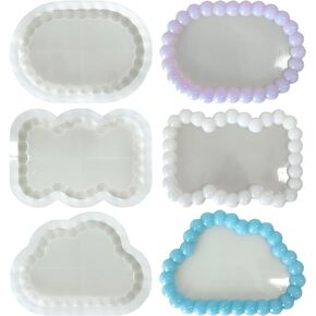 Thickened Resin Coaster Molds Set, 3 Pcs Durable Silicone Coaster Molds for Epoxy Resin, Bubble Resin Tray Molds for DIY Crafts, Jewelry Tray, Home Decor, Gifts