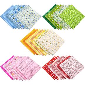 AUEAR, 35 Pack Cotton Print Fabric Bundle Squares 10"x10" Quilting Sewing Floral Precut Sheets for DIY Sewing Scrapbooking Quilting Dot Pattern (Dark Colors: Purple & Brown & Dark Blue & Black & Grey)