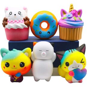 6 قطع من ألعاب السكويشيز من كوريلاف، مجموعة إسفنجية كبيرة الحجم بطيئة الارتفاع، كب كيك، كعكة يونيكورن، دونات، قطة للأطفال هدية تخزين، هدايا الحفلات، صندوق كنز جائزة الفصل الدراسي in Kuwait