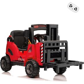 Ride on Forklift Car, 12V Electric Ride On Car with Remote Control, Liftable Fork and Pallet, High/Low Variable Speed,Built-in Music,USB and Low-Power Alarm for Boys and Girls,Blue