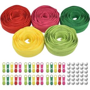 13.6 Yards Nylon Coil Zippers by The Yard, 3mm Zipper Tapes Replacement Sewing Zippers with 30Pcs Zipper Sliders Zipper Heads and 30 Zipper Stops for DIY Sewing Craft Bags
