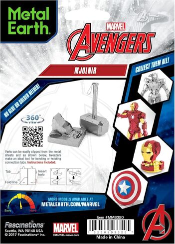 Metal Earth Fascinations Marvel Mjolnir Thor's Hammer 3D Metal Model Kit Bundle with Tweezers in Saudi Arabia
