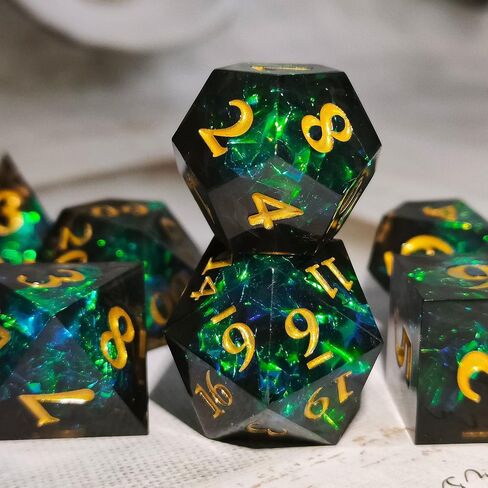 مجموعة نرد DND مجموعات نرد D&D RPG الزنزانات والتنينات أكياس نرد متعددة السطوح من الراتينج حافة حادة ألعاب لعب الأدوار MTG النرد 7 ملحقات D4 D6 D8 D10 D12 D20 (بدلة) in Kuwait