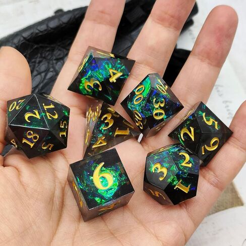 مجموعة نرد DND مجموعات نرد D&D RPG الزنزانات والتنينات أكياس نرد متعددة السطوح من الراتينج حافة حادة ألعاب لعب الأدوار MTG النرد 7 ملحقات D4 D6 D8 D10 D12 D20 (بدلة) in Kuwait