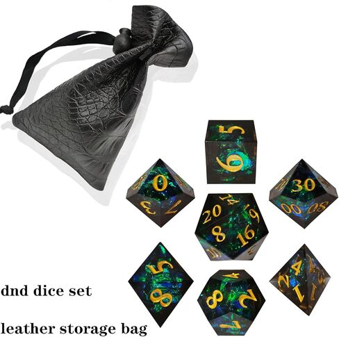 مجموعة نرد DND مجموعات نرد D&D RPG الزنزانات والتنينات أكياس نرد متعددة السطوح من الراتينج حافة حادة ألعاب لعب الأدوار MTG النرد 7 ملحقات D4 D6 D8 D10 D12 D20 (بدلة) in Kuwait