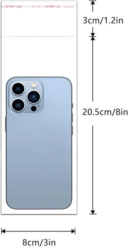 اكياس سيلوفان طويلة لاصقة مقاس 3×8 انش، اكياس سيلوفان ضيقة قابلة لاعادة الاغلاق 200 قطعة من اكياس كريستال شفافة محكمة الغلق 2 مل لتغليف الحلوى المثلجة والبيسكوتي والمصاصة والبريتزل والشموع وكرات in Kuwait