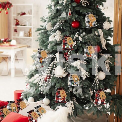 Aviski 120Pcs Cotton Christmas Drawstring Bags Buffalo Plaid Xmas Gift Bags Cotton Candy Bags Small Fabric Bags Goody Gift Bags Treat Sacks Reusable Gift Wrapping Bags Holiday Party Favors in Saudi Arabia