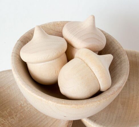 مجموعة عد وفرز البلوط الخشبي - مجموعة خشبية غير مكتملة مكونة من 20 بلوط و6 اوعية in Kuwait