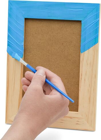 مجموعة لوحات فنية بإطار صور، مجموعة الفنون والحرف اليدوية، 3 إطارات صور خشبية صلبة غير مكتملة (6 × 4 صور) مع أوتاد خشبية وقوف، طلاء أكريليك، طلاء براق، فرش طلاء، وعيون جوجلي in Kuwait