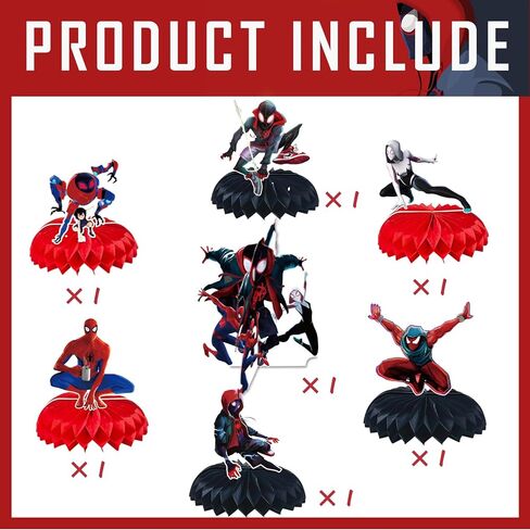 Miles Party Decorations,7Pcs Miles Morales Honeycomb Centerpieces Set Black Spider Birthday Party Decorations for Kids Boys Birthday Party Favor in Kuwait