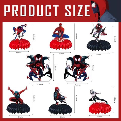 Miles Party Decorations,7Pcs Miles Morales Honeycomb Centerpieces Set Black Spider Birthday Party Decorations for Kids Boys Birthday Party Favor in Kuwait