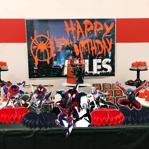 Miles Party Decorations,7Pcs Miles Morales Honeycomb Centerpieces Set Black Spider Birthday Party Decorations for Kids Boys Birthday Party Favor in Kuwait