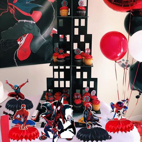 Miles Party Decorations,7Pcs Miles Morales Honeycomb Centerpieces Set Black Spider Birthday Party Decorations for Kids Boys Birthday Party Favor in Kuwait