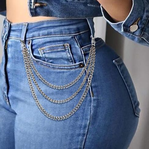 سلسلة جيب سلسلة سلسلة سلسلة مفاتيح جينز سلسلة مع مشابك جراد البحر 3 مقاس 10 بوصة 16 بوصة 18 بوصة للرجال والنساء, 10'' 16'' 18'' 23.7'', 4 قطع in Kuwait