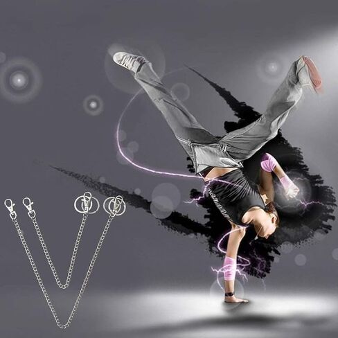 سلسلة جيب سلسلة سلسلة سلسلة مفاتيح جينز سلسلة مع مشابك جراد البحر 3 مقاس 10 بوصة 16 بوصة 18 بوصة للرجال والنساء, 10'' 16'' 18'' 23.7'', 4 قطع in Kuwait