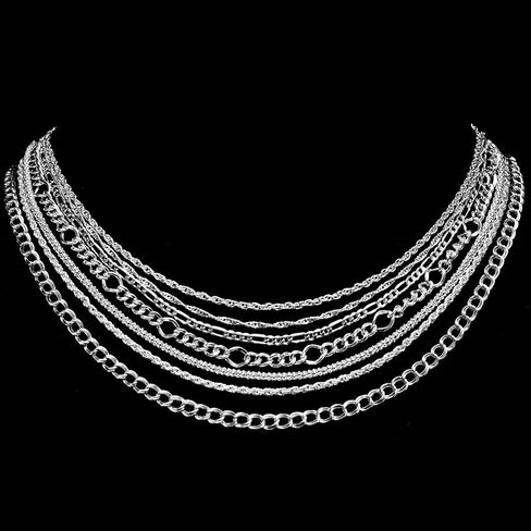 24 Pieces Various Styles Gold or Silver Plated DIY Chain Necklace for Jewelry Making Supplies and Craft (20 Inch, Silver) in Kuwait