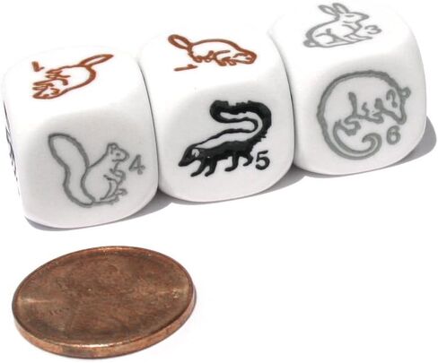 Koplow Games Set of 6 Woodland Creatures 16mm D6 Animal Dice - White with Multi-Color Etches in Saudi Arabia