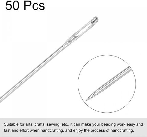 uxcell Beading Needles Fine Thin Long Straight Sewing Embroidery Threads Stainless Steel 4.72 Inch 0.03 Inch Wire Diameter 50Pcs in Kuwait