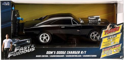 Jada Toys Fast & Furious 1:16 1970 Dodge Charger RT Remote Control Car 2.4 GHz Black, Toys for Kids and Adults, Glossy Black (97584) in Saudi Arabia