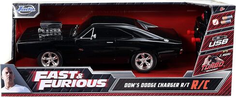 Jada Toys Fast & Furious 1:16 1970 Dodge Charger RT Remote Control Car 2.4 GHz Black, Toys for Kids and Adults, Glossy Black (97584) in Saudi Arabia