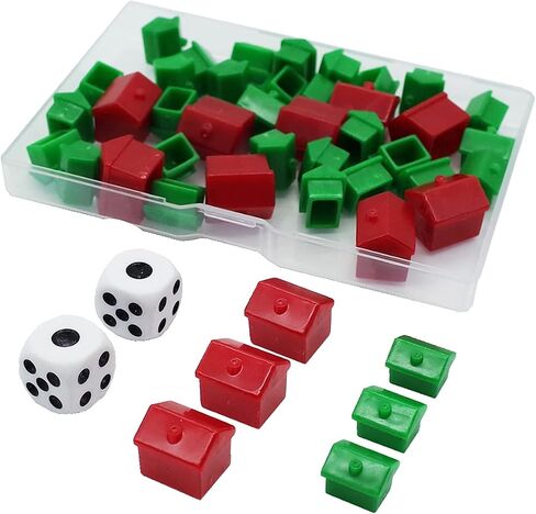 46 Pieces Game Replacement Pieces Games Hotels Houses and Dice, Game Set of Plastic in Saudi Arabia
