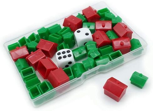 46 Pieces Game Replacement Pieces Games Hotels Houses and Dice, Game Set of Plastic in Saudi Arabia