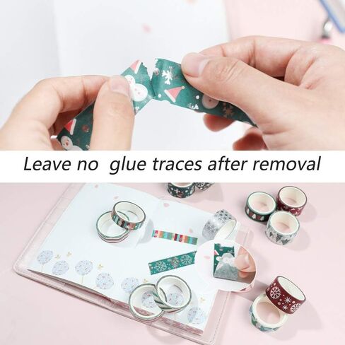 شريط واشي لعطلة عيد الميلاد - مجموعة من 12 لفة من رقائق الفويل الشتوي مع ندفة الثلج، شجرة، غزل، مخططة، مثالية لمجلة رصاص، بطاقة عيد الميلاد، تغليف الهدايا، الحرف اليدوية، المشاريع الفنية للأطفال in Kuwait