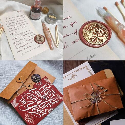 SUPERDANT 0.98" Wax Seal Stamp Happy Birthday Fireworks Bunting Pattern Wax Sealing Stamp Brass Head Stamp with Wooden Handle for Envelopes Card Birthday Invitation Gifts Packing in Saudi Arabia