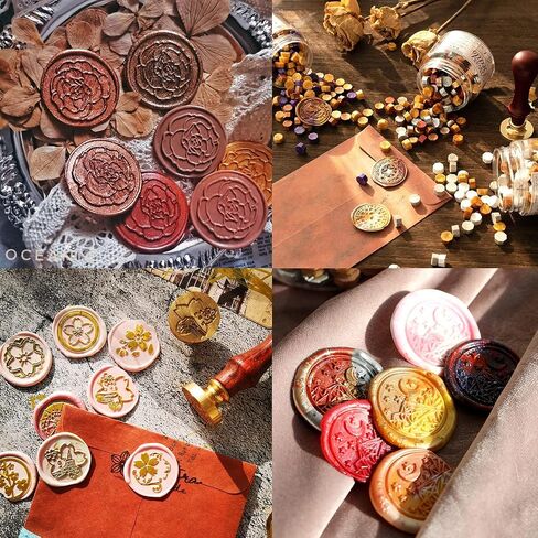 SUPERDANT 0.98" Wax Seal Stamp Happy Birthday Fireworks Bunting Pattern Wax Sealing Stamp Brass Head Stamp with Wooden Handle for Envelopes Card Birthday Invitation Gifts Packing in Saudi Arabia