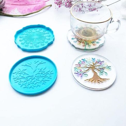 2 PCs Coaster Resin Mold JCEGZITL Mandala and Sunflower Coaster Molds Silicone Epoxy Casting Mold for Making Coaster Cups Mats DIY Art Craft in Saudi Arabia