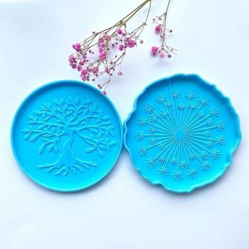 2 PCs Coaster Resin Mold JCEGZITL Mandala and Sunflower Coaster Molds Silicone Epoxy Casting Mold for Making Coaster Cups Mats DIY Art Craft in Saudi Arabia