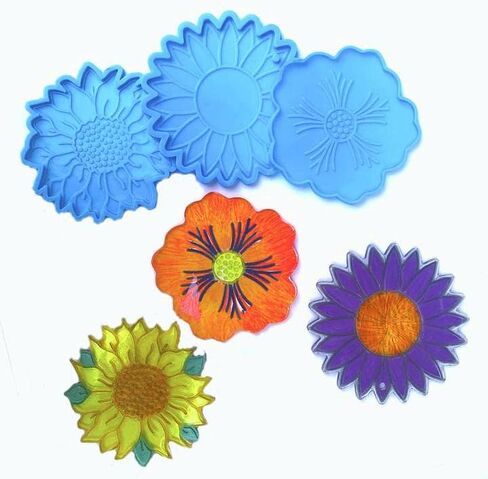 2 PCs Coaster Resin Mold JCEGZITL Mandala and Sunflower Coaster Molds Silicone Epoxy Casting Mold for Making Coaster Cups Mats DIY Art Craft in Kuwait