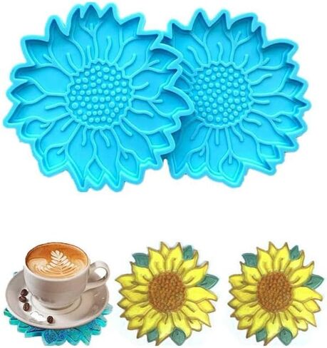 2 PCs Coaster Resin Mold JCEGZITL Mandala and Sunflower Coaster Molds Silicone Epoxy Casting Mold for Making Coaster Cups Mats DIY Art Craft in Kuwait