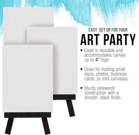 لوحة قماشية ممتدة مقاس 3 × 4 بوصات من US Art Supply مع مجموعة حامل عرض صغيرة من الخشب الأسود مقاس 5 بوصات (عبوة من 12 قطعة)، حامل حامل ثلاثي القوائم للفنان - حفلة الرسم، وحرف الأطفال، ودهانات أكريليك زيتية، ولافتات، وصور in Saudi Arabia