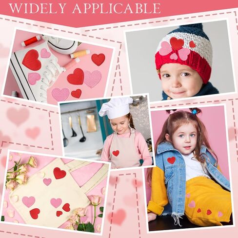 40 Pieces Heart Iron on Patches Heart Shape Patch Embroidered Applique Red Pink Heart Cute Decorative Patches Assorted Size Sew on Garment Embellishments for DIY Jeans Clothing Hat Bag Decor in Saudi Arabia