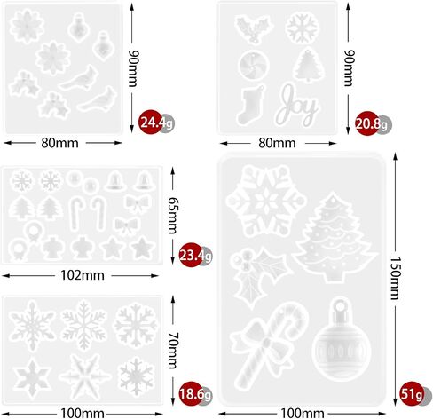 5 Pieces Christmas Resin Mold Christmas Mold Snowflake Mold Resin Christmas Molds Christmas Silicone Mold for Resin for Home Ornament Decor in Saudi Arabia