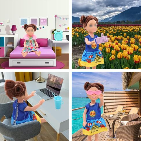 Mini 5.3 inch Doll Clothes and Accessories 6 Beach Swimsuits 3 Dresses with 2 Swimming Rings 2 Drinks 2 Hats 2 Glasses 2 Shoes in Kuwait