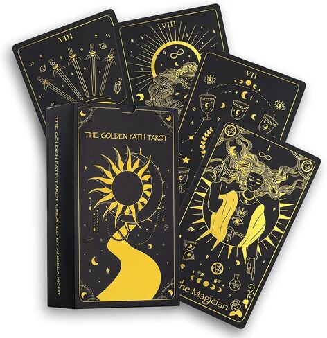 Azura Magic The Golden Path Tarot Deck Gold Foil Black Edition 78 Cards Full Deck with Downloadable Guidebook in Saudi Arabia