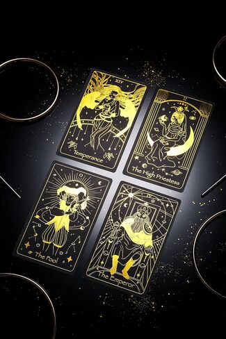 Azura Magic The Golden Path Tarot Deck Gold Foil Black Edition 78 Cards Full Deck with Downloadable Guidebook in Saudi Arabia