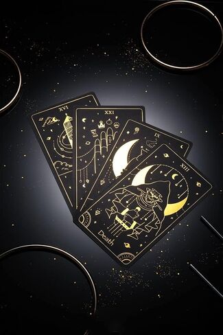 Azura Magic The Golden Path Tarot Deck Gold Foil Black Edition 78 Cards Full Deck with Downloadable Guidebook in Saudi Arabia
