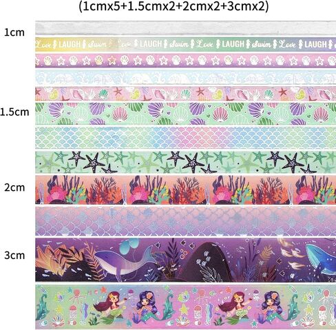 NANYNNU Mermaid Washi Tape Set 12 Rolls - Silver Foil Ocean Washi Masking Tape, Fish Scales Decorative Adhesive for Scrapbooking, Bullet Journals, Kids School Supplies in Kuwait
