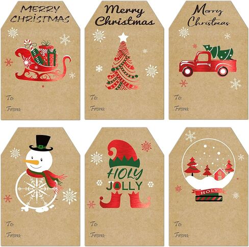 240pcs Christmas Gift Tags Stickers 2"x 3" Kraft Paper Self Adhesive to and from Name Tags for Christmas Presents Vintage Holiday Label Stickers in Kuwait